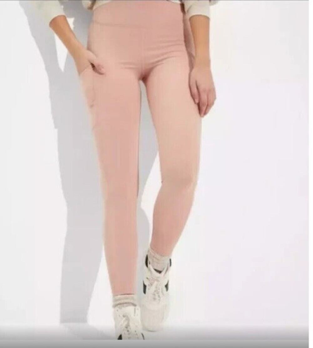 American Eagle The Everything Pocket Leggings Highest Rise Pink Sz M Pockets